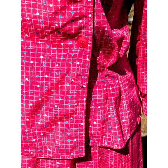 1980s Graphic Charles Bianco Italian Collection 2pc Sz6 Petite L/S Dress Set EUC - Picture 7 of 8